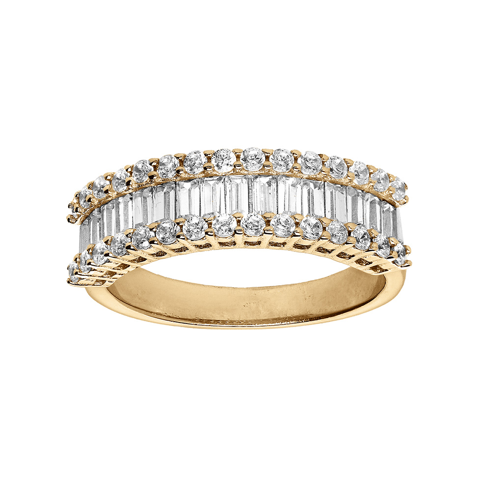 Bague en vermeil empiere blancs et oxydes blancs sertis - Vue 1