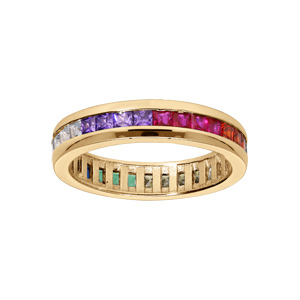 Bague en vermeil empierrée multi couleurs - Vue 1