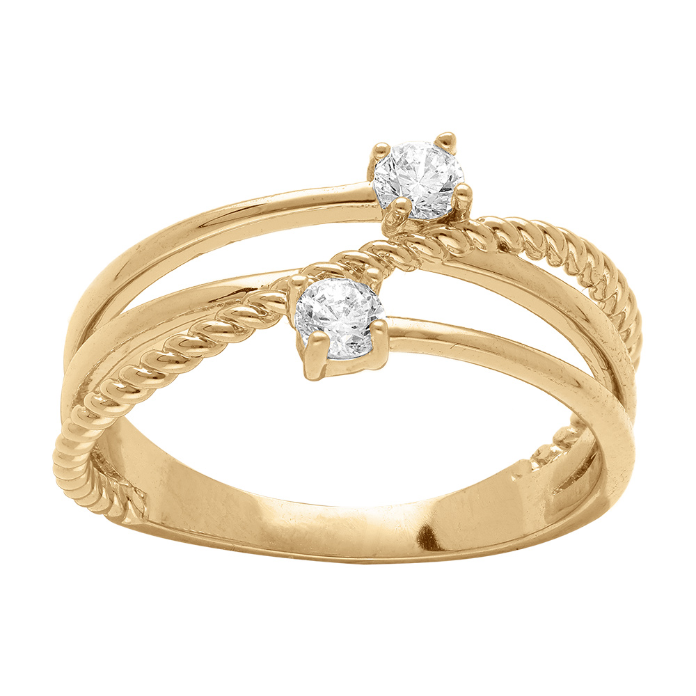 Bague en vermeil entrelac�e duo d\'oxydes blancs sertis - Vue 1