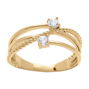 Bague en vermeil entrelac�e duo d'oxydes blancs sertis
