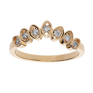 Bague en vermeil forme V avec navettes d'oxydes blancs sertis