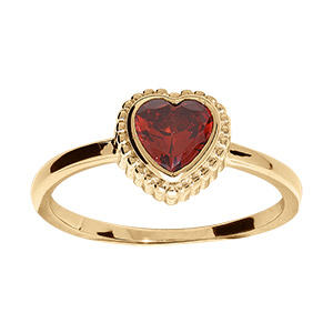 Bague en vermeil forme coeur avec oxyde grenat