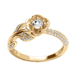 Bague en vermeil forme fleur 8.2mm avec oxydes blancs sertis