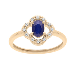 Bague en vermeil forme fleur Saphir véritable et Topazes blanches - Vue 1