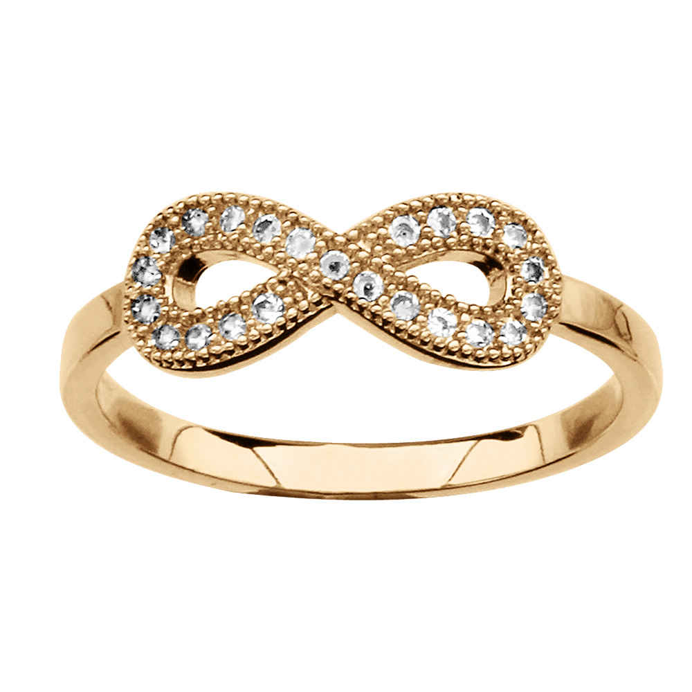 Bague en vermeil forme infini orn�e d\'oxydes blancs - Vue 1