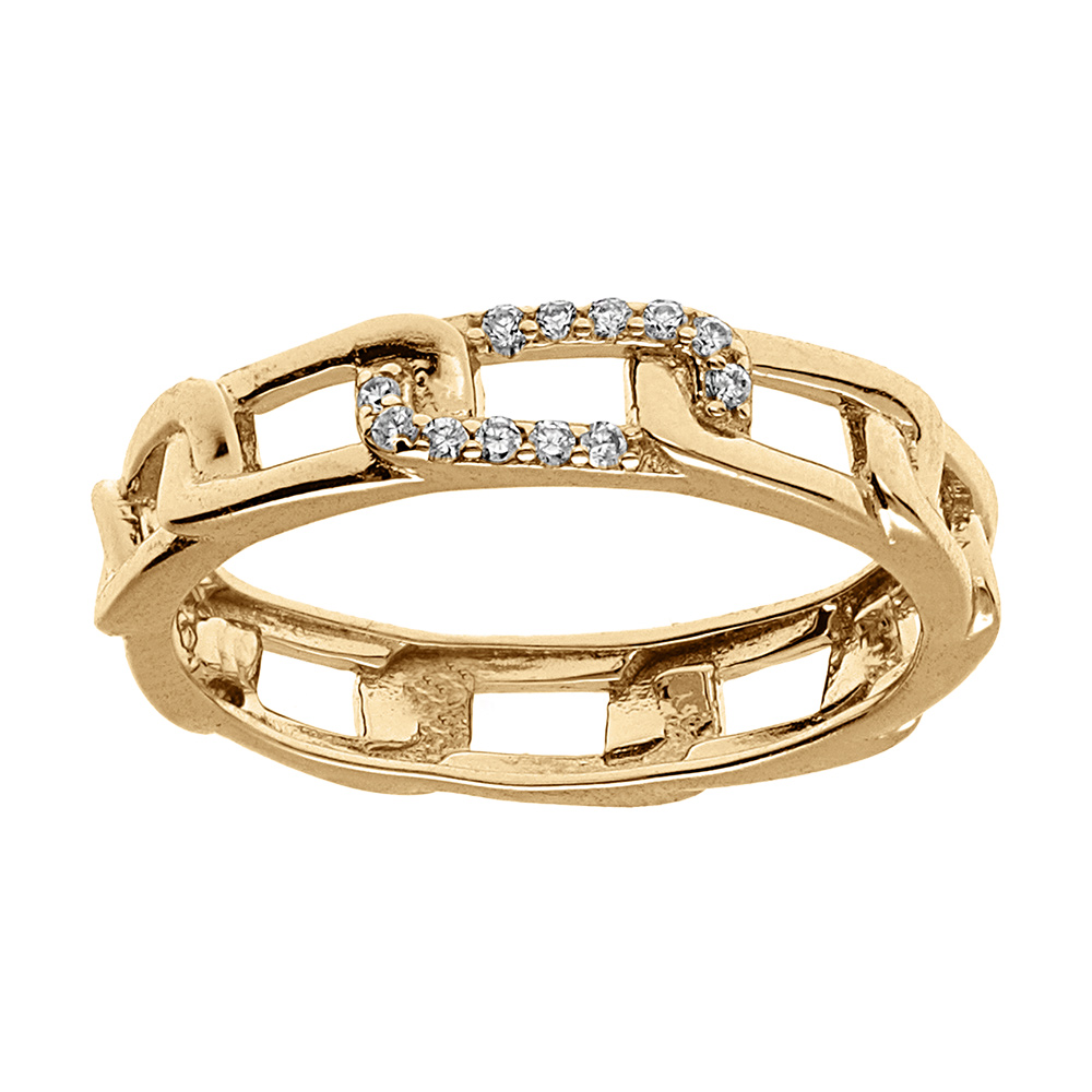 Bague en vermeil forme maille avec oxydes blancs - Vue 1