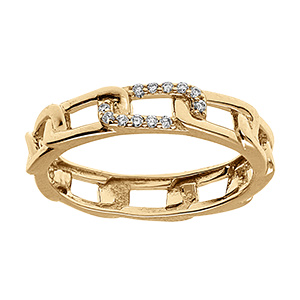 Bague en vermeil forme maille avec oxydes blancs