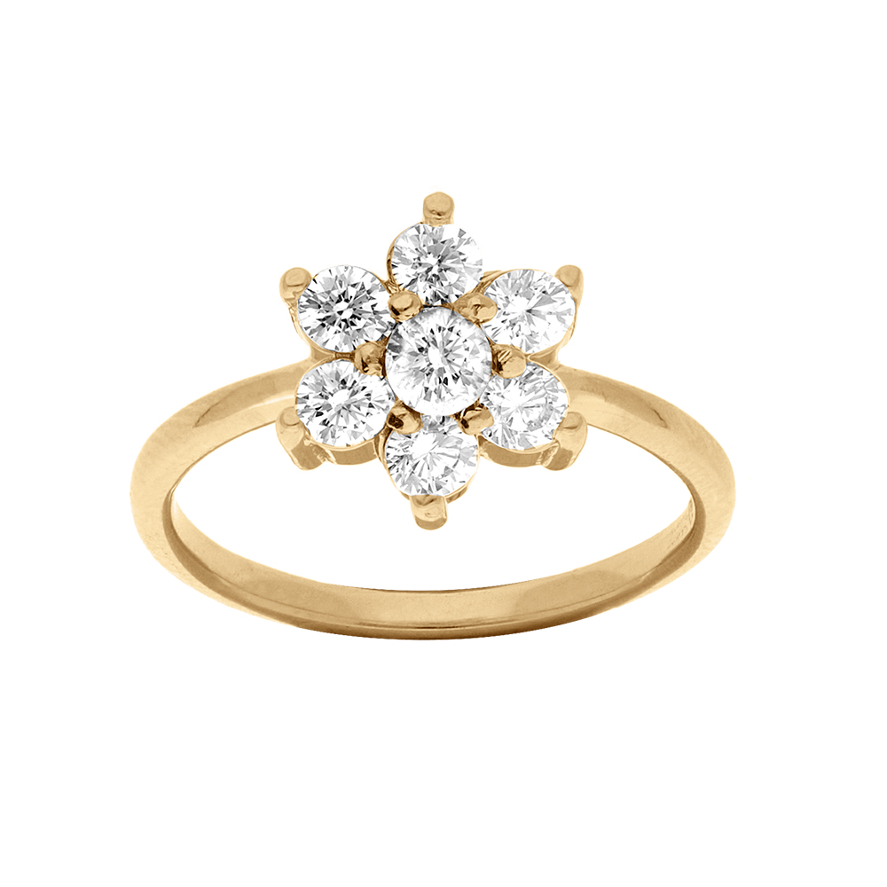 Bague en vermeil forme  marguerite avec oxydes blancs sertis - Vue 1