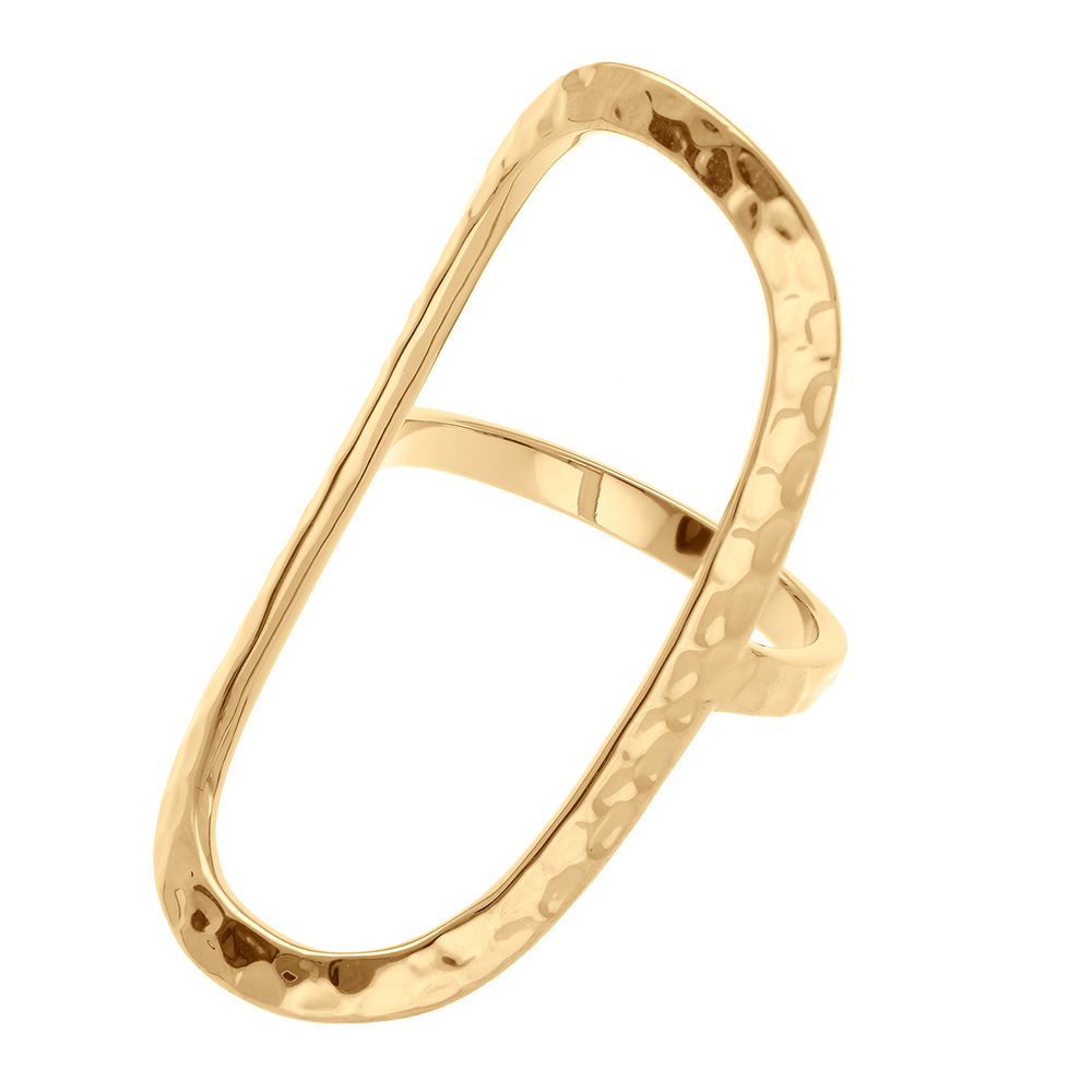 Bague en vermeil forme ovale �vid�e et martel�e - Vue 1