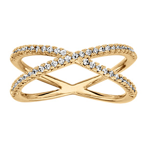Bague en vermeil forme X par�e d'oxydes blancs sertis