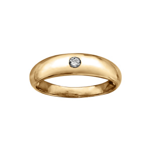 Bague en vermeil jonc anglais 5mm avec un oxyde blanc serti - Vue 1