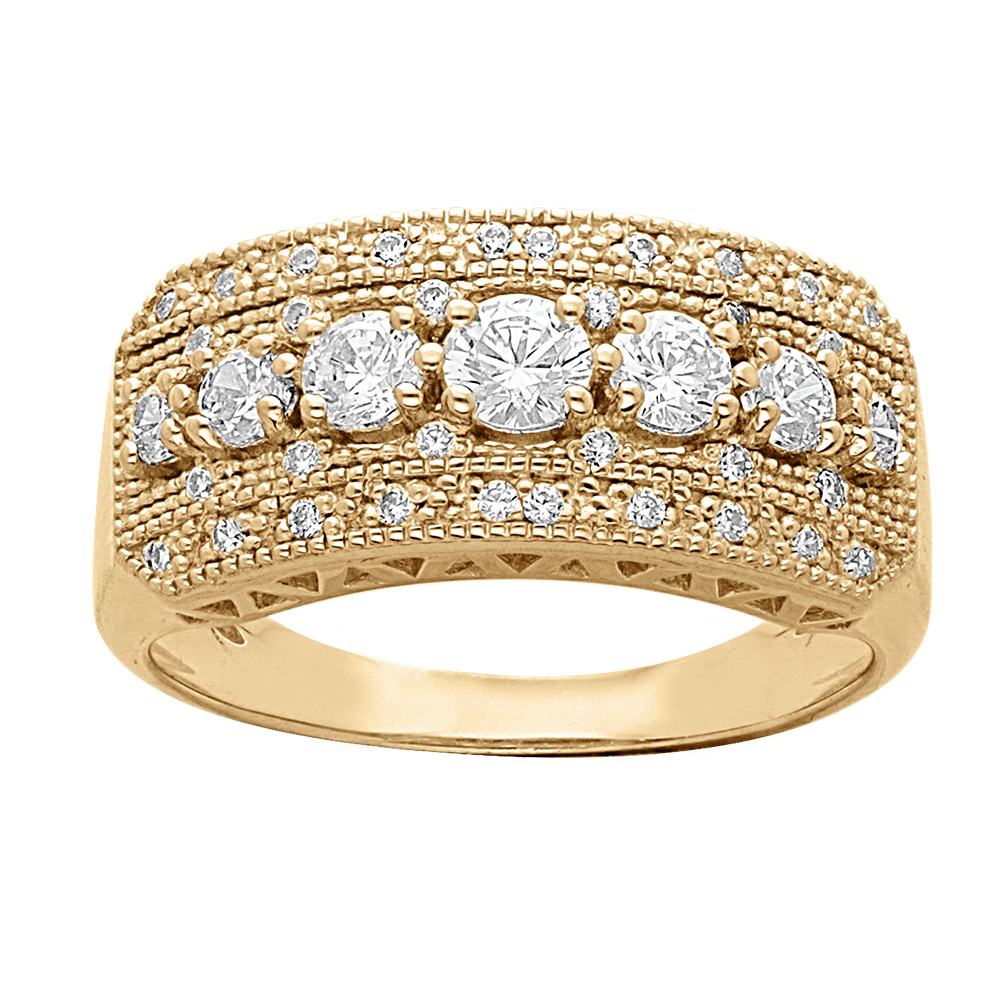 Bague en vermeil large orn�e d\'oxydes blancs sertis - grand diam�tre - Vue 1