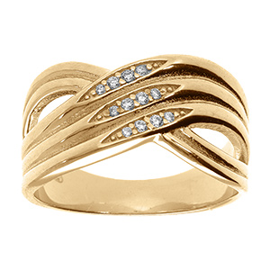 Bague en vermeil lignes crois�es avec oxydes blancs