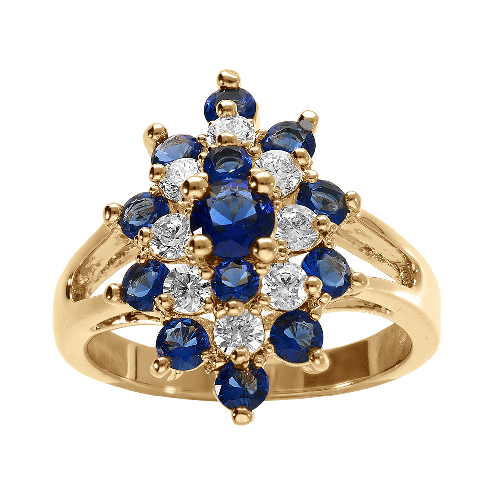 Bague en vermeil marquise avec oxydes bleus et blancs - Vue 1