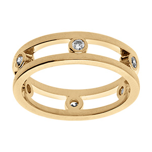 Bague en vermeil massif ajour�e et oxydes blancs sertis