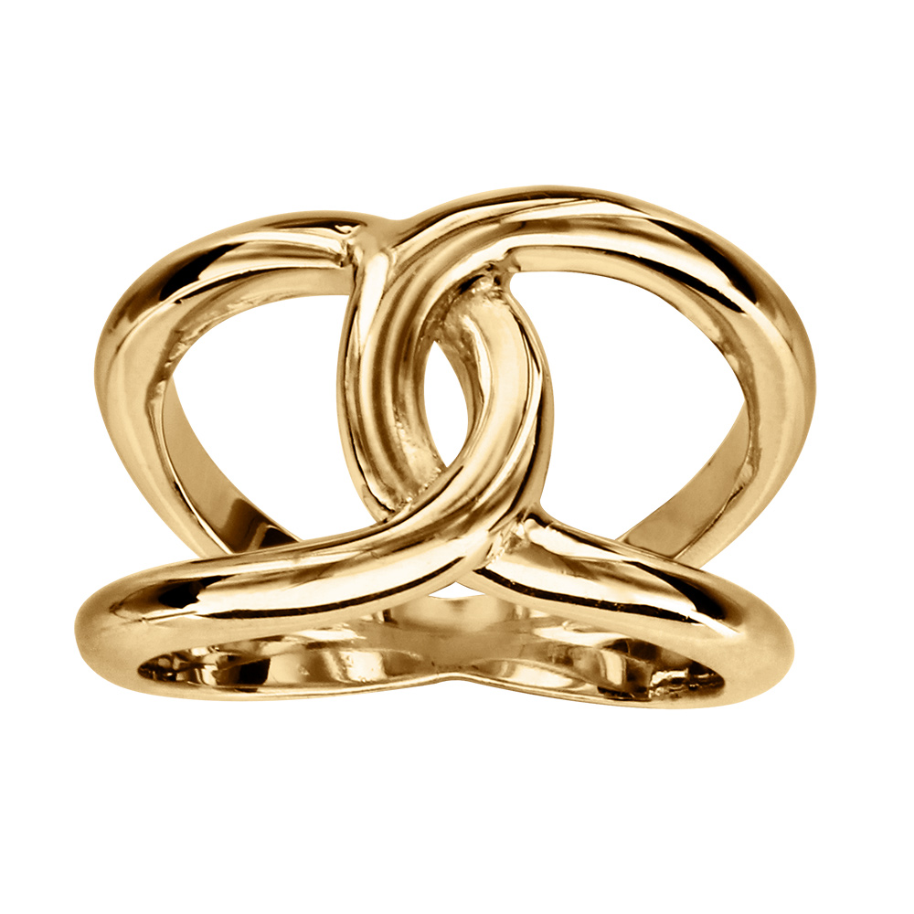 Bague en vermeil massif deux  anneaux croises - Vue 1