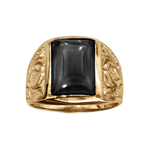 Bague en vermeil mixte agate noire - Vue 1