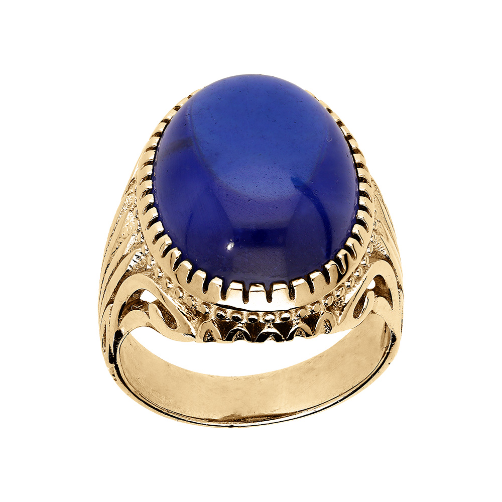 Bague en vermeil mixte cabochon zirconium bleu - Vue 1
