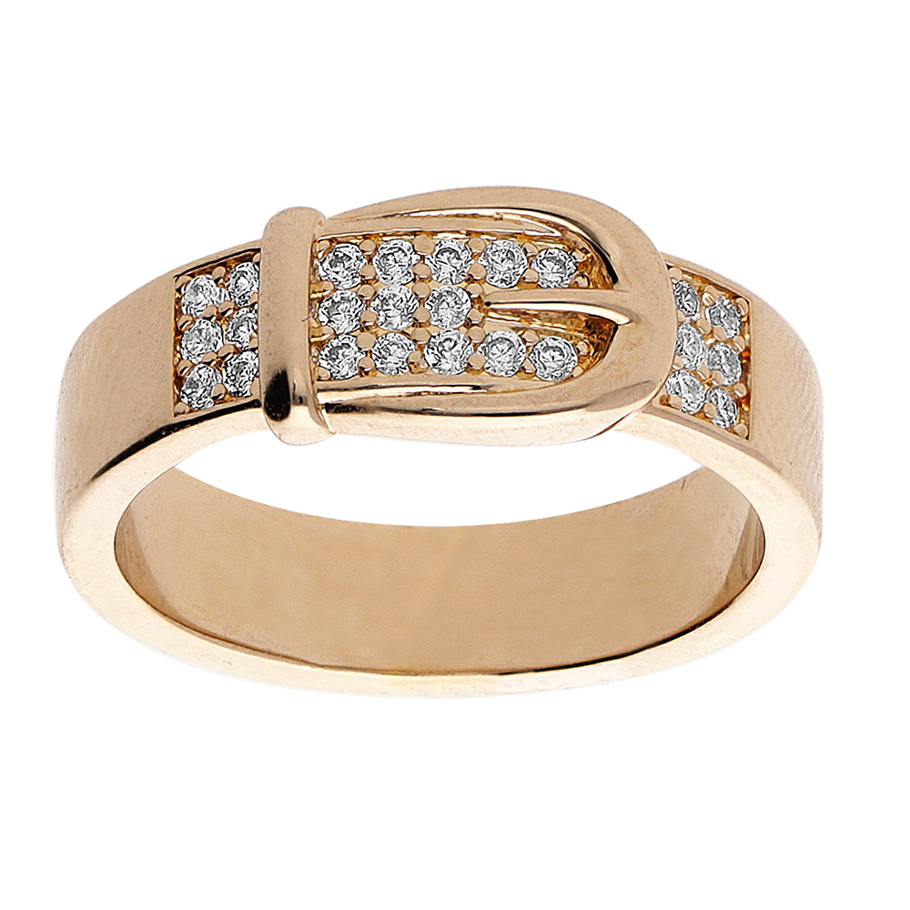 Bague en vermeil motif ceinture pav�e d\'oxydes blancs sertis - Vue 1