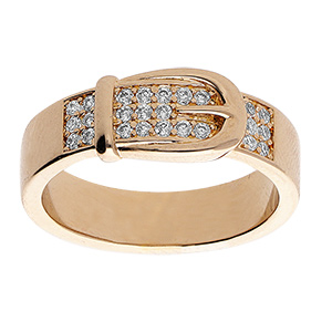 Bague en vermeil motif ceinture pav�e d'oxydes blancs sertis