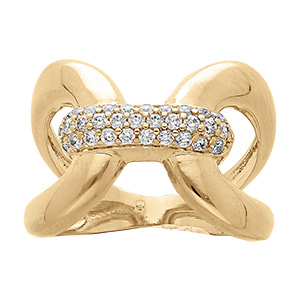 Bague en vermeil motif entrelac� et oxydes blancs sertis