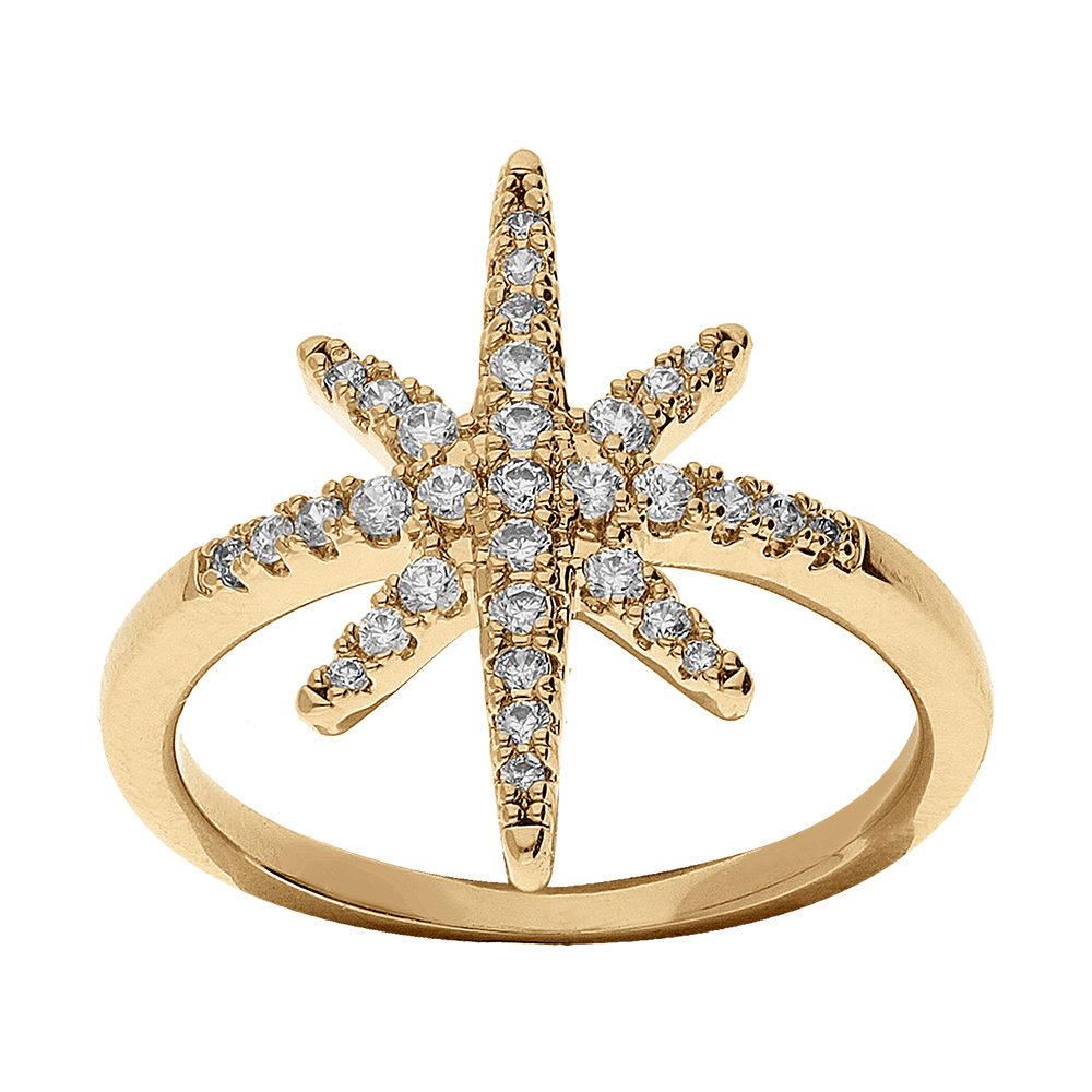 Bague en vermeil motif �toile d\'oxydes blancs sertis - Vue 1