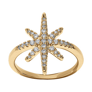 Bague en vermeil motif �toile d'oxydes blancs sertis