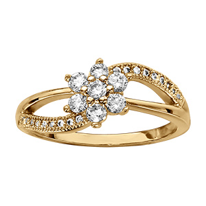 Bague en vermeil motif  fleur crois�e avec oxydes blancs