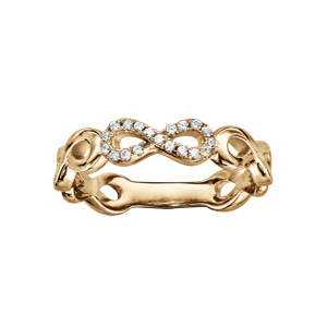 Bague en vermeil motif infini avec oxydes blancs sertis - Vue 1