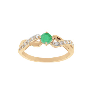 Bague en vermeil motif infini Emeraude vritable et Topazes blanches - Vue 1