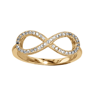 Bague en vermeil motif infini grand modèle orné d\'oxydes blancs sertis - Vue 1