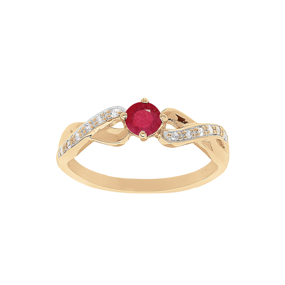 Bague en vermeil motif infini Rubis v�ritable et Topazes blanches - Vue 1