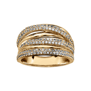 Bague en vermeil multi rangs avec oxydes blancs sertis - Vue 1