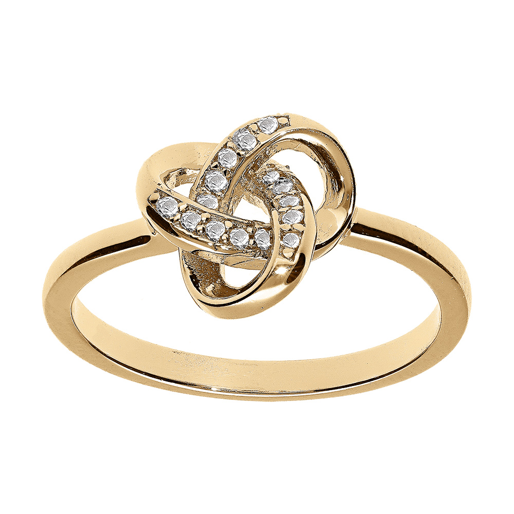 Bague en vermeil noeud d\'oxydes blancs sertis - Vue 1