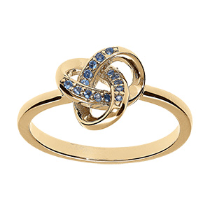 Bague en vermeil  noeud d'oxydes bleu ciel sertis