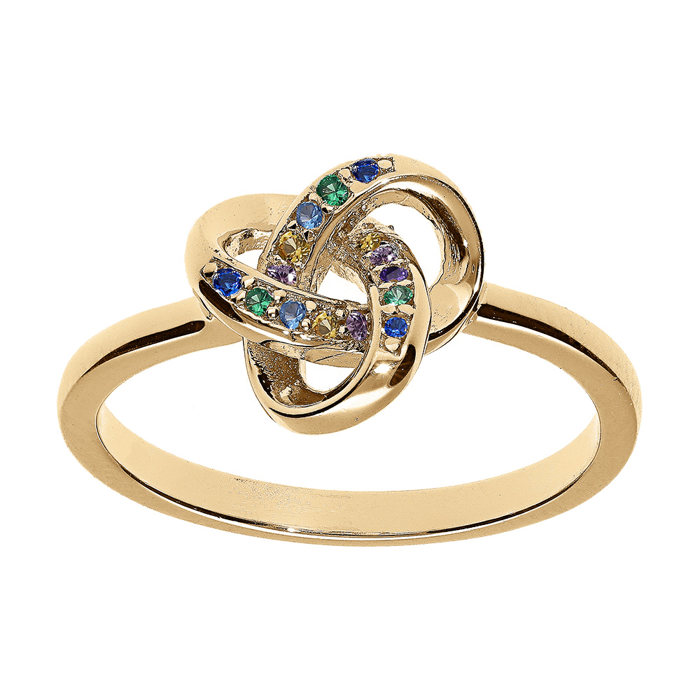 Bague en vermeil  noeud d\'oxydes multi couleurs sertis - Vue 1