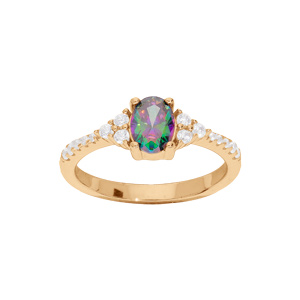 Bague en vermeil oxyde arc en ciel mystique contour oxydes blancs sertis - Vue 1