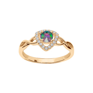 Bague en vermeil oxyde arc en ciel mystique en triangle contour oxydes blancs sertis - Vue 1