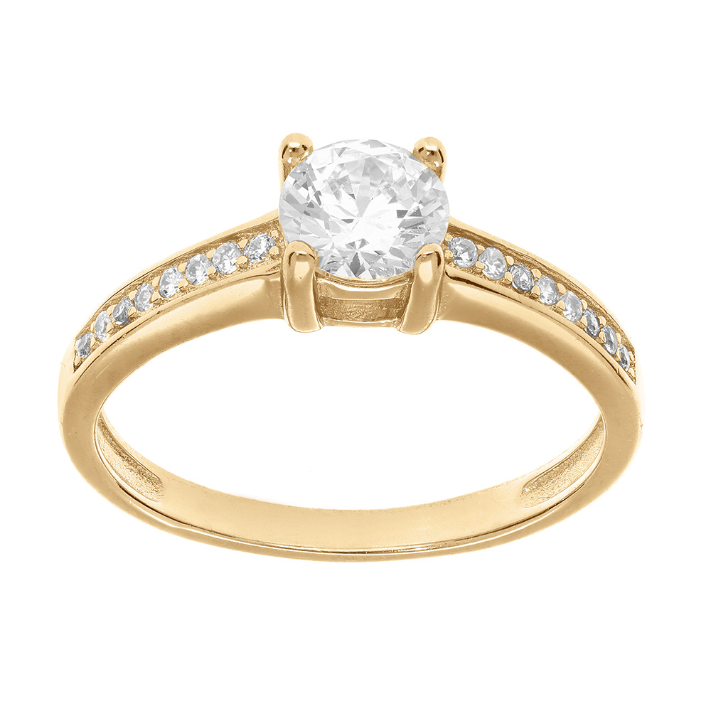 Bague en vermeil  oxyde central blanc serti et oxydes blancs sertis - Vue 1