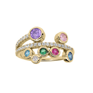 Bague en vermeil oxydes multicouleur et rail oxydes blancs - Vue 1