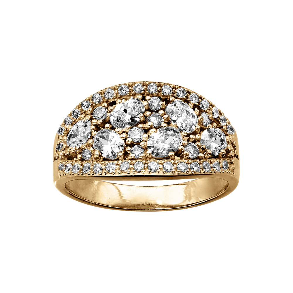 Bague en vermeil pave d\'oxydes blancs sertis - Vue 1