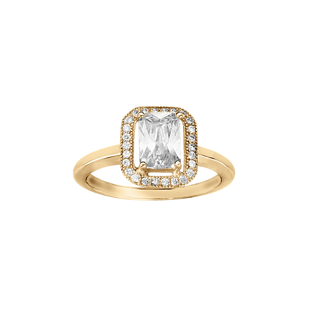 Bague en vermeil pave oxyde blanc serti avec oxydes micro sertis - Vue 1