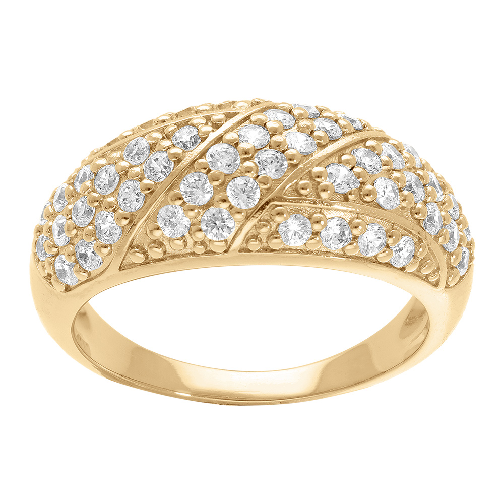 Bague en vermeil pav�e  d\'oxydes blancs sertis - grand diam�tre - Vue 1