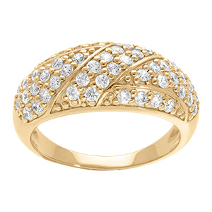 Bague en vermeil pav�e  d'oxydes blancs sertis - grand diam�tre
