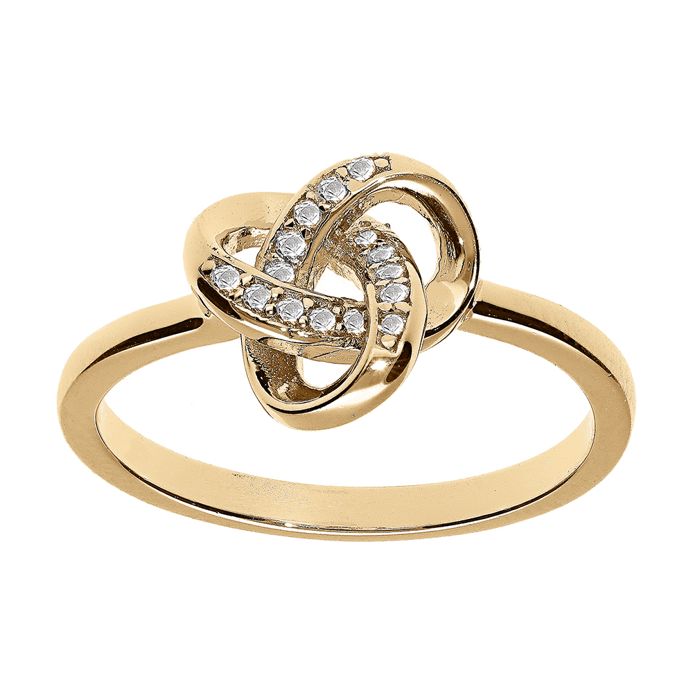 Bague en vermeil rhodi noeud d\'oxydes blancs sertis - Vue 1