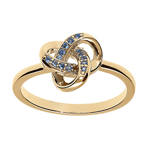 Bague en vermeil rhodi noeud d'oxydes bleu ciel sertis
