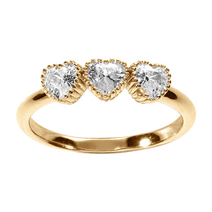 Bague en vermeil rois coeurs d'oxydes blancs