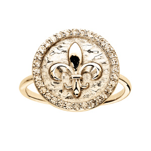Bague en vermeil ronde avec fleur de lys - Vue 1