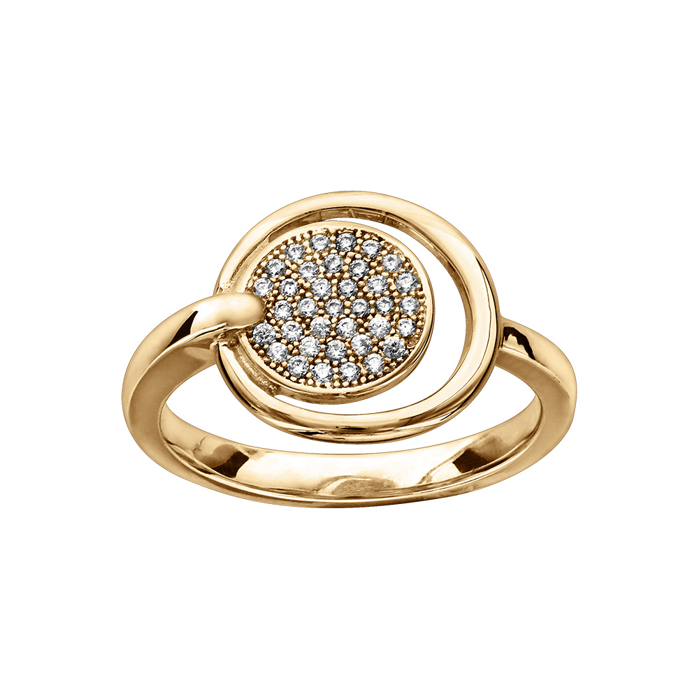 Bague en vermeil rondelle d\'oxydes blancs sertis - Vue 1