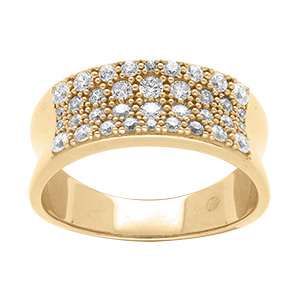 Bague en vermeil ruban incurv� pav� d'oxydes blancs sertis sur le dessus